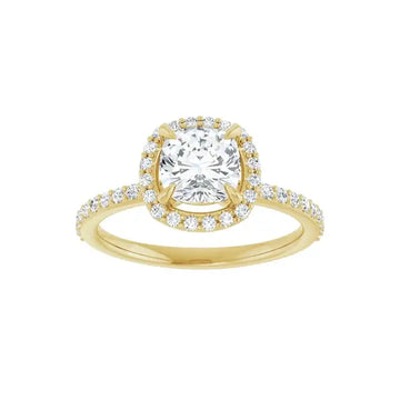 DAYSTAR 14K Yellow Gold Halo Cushion Lab Grown Diamond Engagement Ring - Larson Jewelers