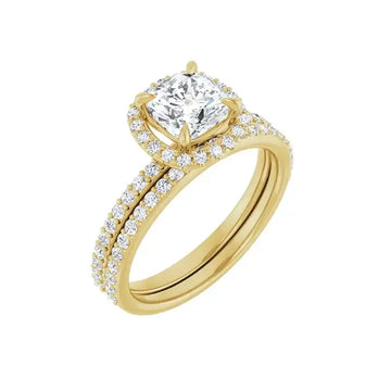 DAYSTAR 14K Yellow Gold Halo Cushion Lab Grown Diamond Engagement Ring - Larson Jewelers