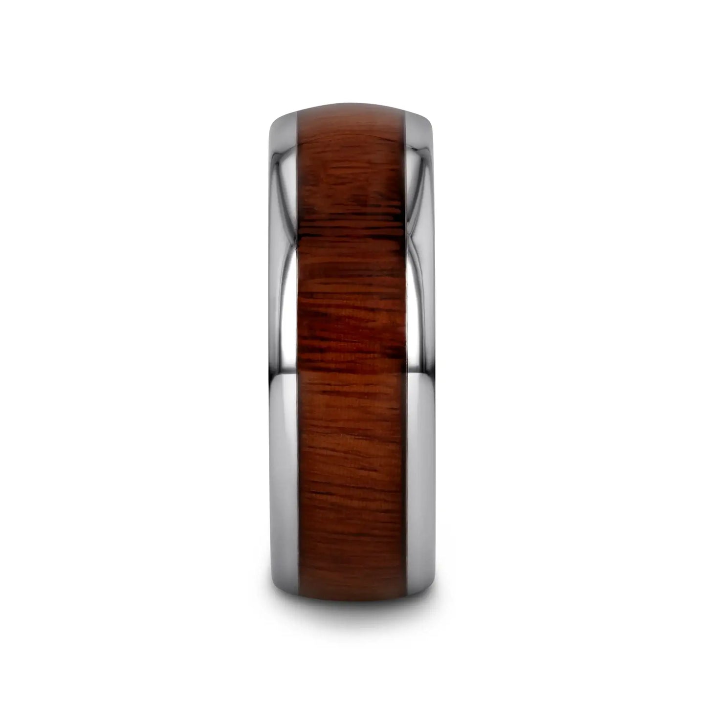 DALBERG Tungsten Carbide Rosewood Inlay Polished Finish Men’s Domed Wedding Ring - 8mm - Larson Jewelers