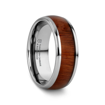 DALBERG Tungsten Carbide Rosewood Inlay Polished Finish Men’s Domed Wedding Ring - 8mm - Larson Jewelers
