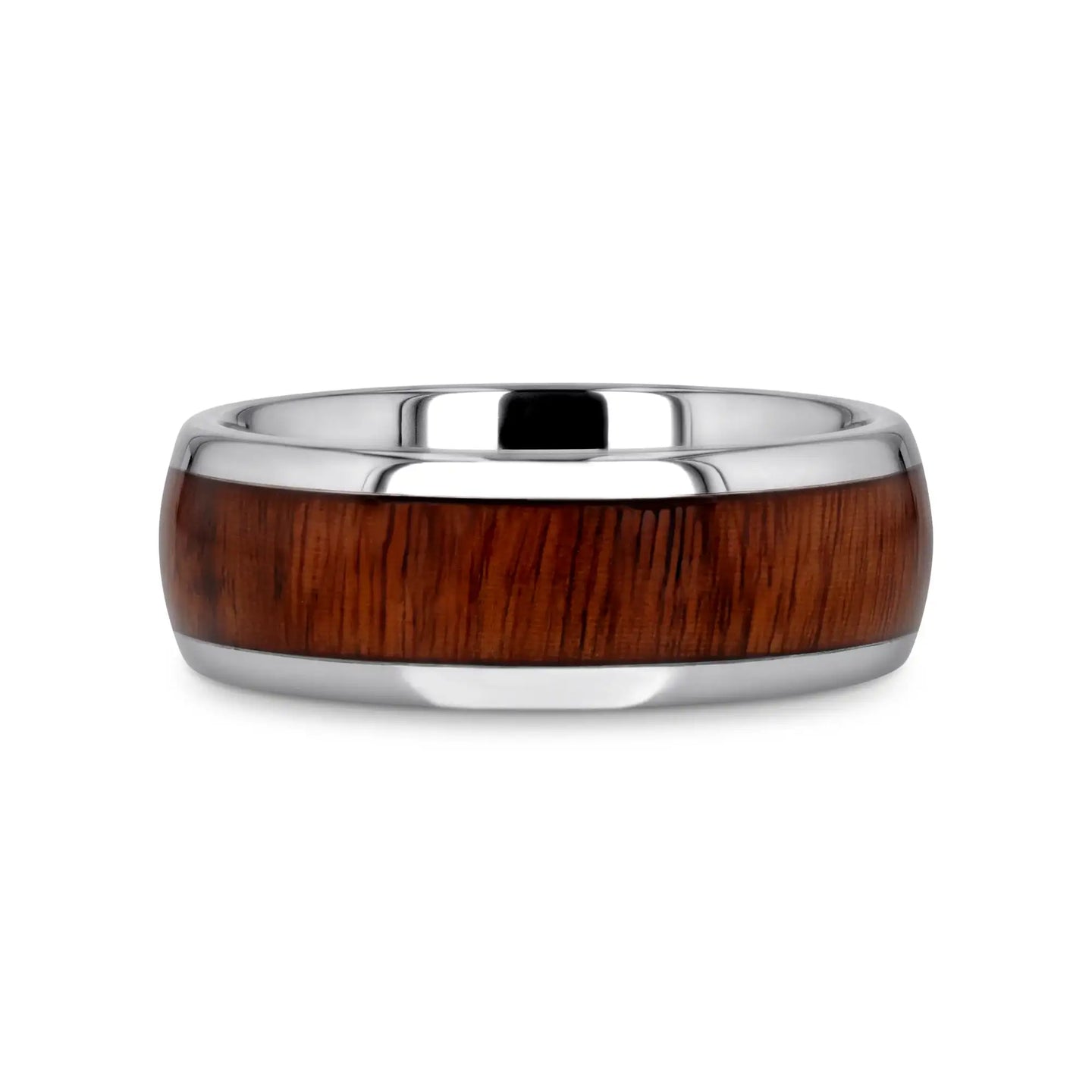 DALBERG Tungsten Carbide Rosewood Inlay Polished Finish Men’s Domed Wedding Ring - 8mm - Larson Jewelers