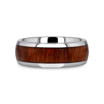 DALBERG Tungsten Carbide Rosewood Inlay Polished Finish Men’s Domed Wedding Ring - 8mm - Larson Jewelers