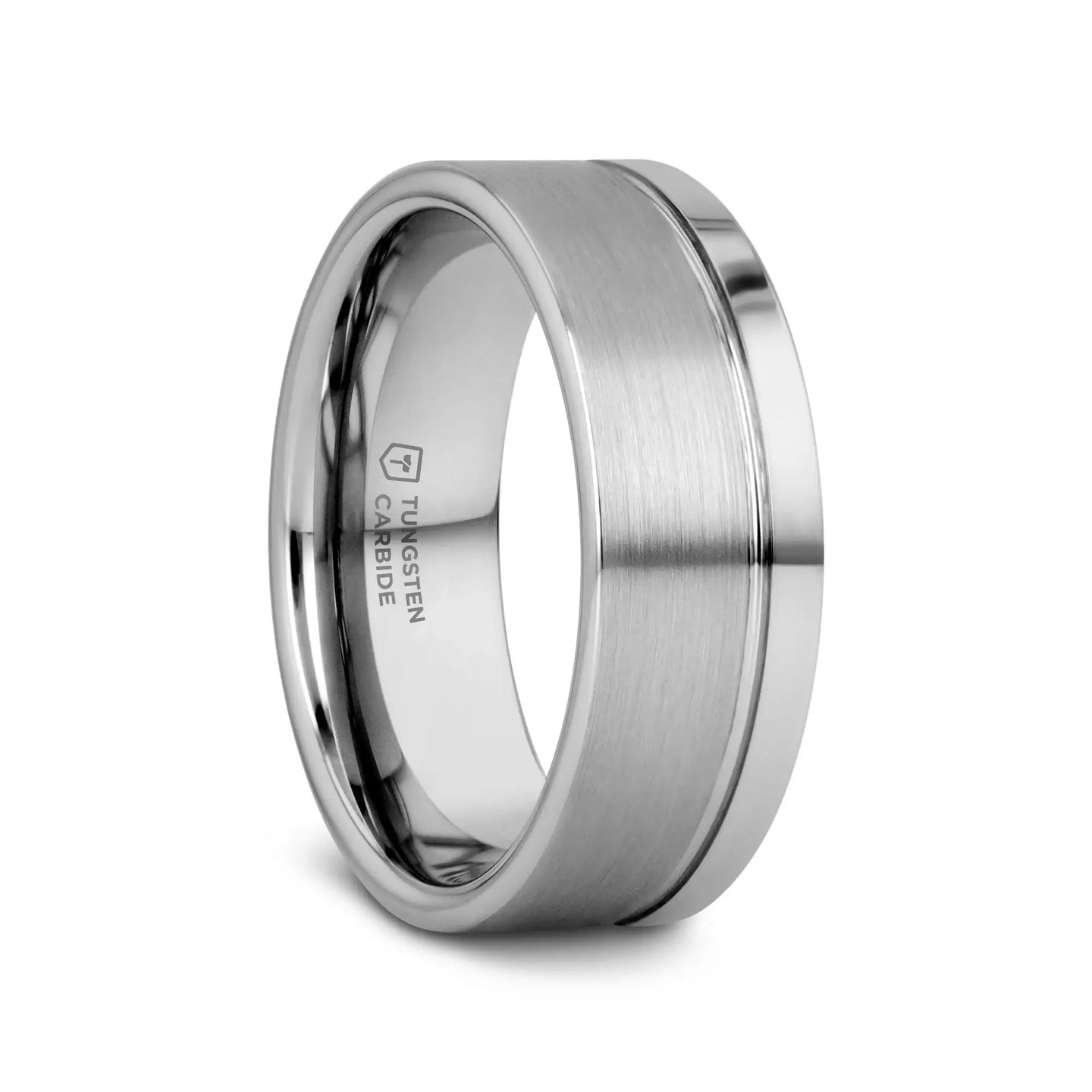 DALLAS Single Offset Groove Tungsten Ring – 8mm - Larson Jewelers