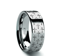DOTTED CROSSES on Flat Tungsten Carbide Ring