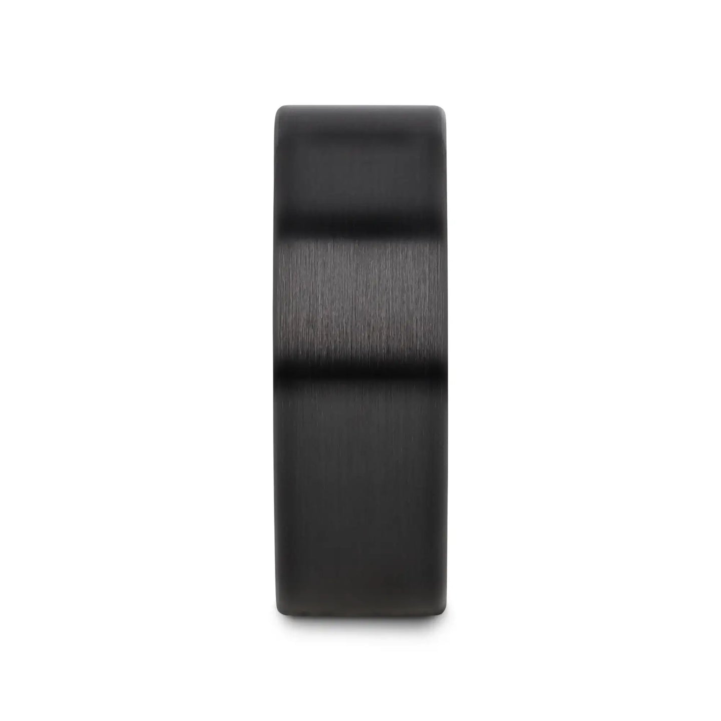 DRAKON Flat Pipe Cut Brush Finished Black Ceramic Wedding Band - 2mm - 12mm - Larson Jewelers