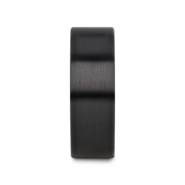 DRAKON Flat Pipe Cut Brush Finished Black Ceramic Wedding Band - 2mm - 12mm - Larson Jewelers