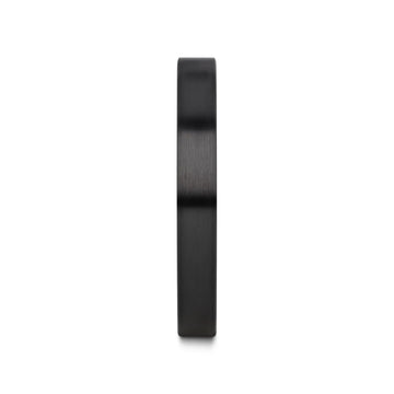 DRAKON Flat Pipe Cut Brush Finished Black Ceramic Wedding Band - 2mm - 12mm - Larson Jewelers