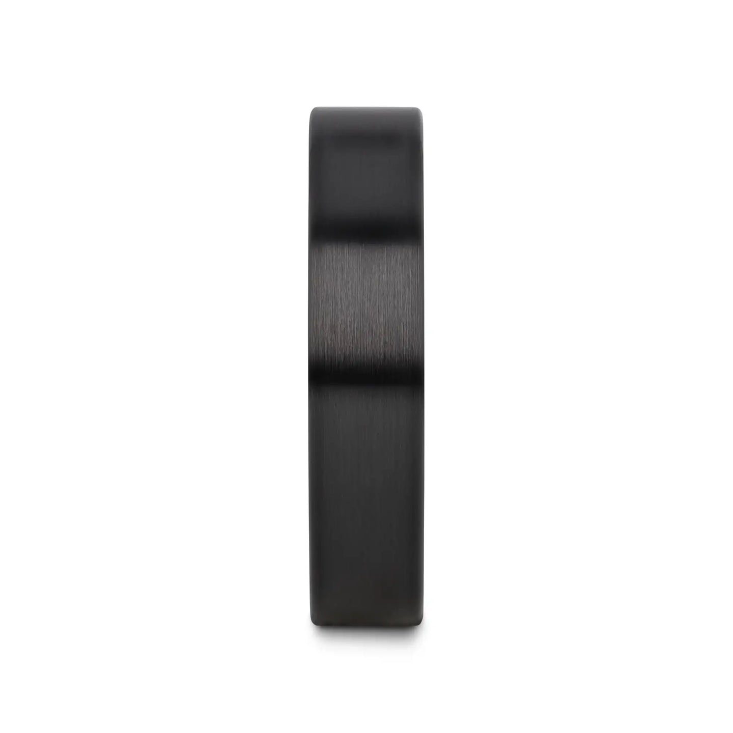 DRAKON Flat Pipe Cut Brush Finished Black Ceramic Wedding Band - 2mm - 12mm - Larson Jewelers