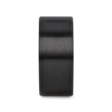 DRAKON Flat Pipe Cut Brush Finished Black Ceramic Wedding Band - 2mm - 12mm - Larson Jewelers