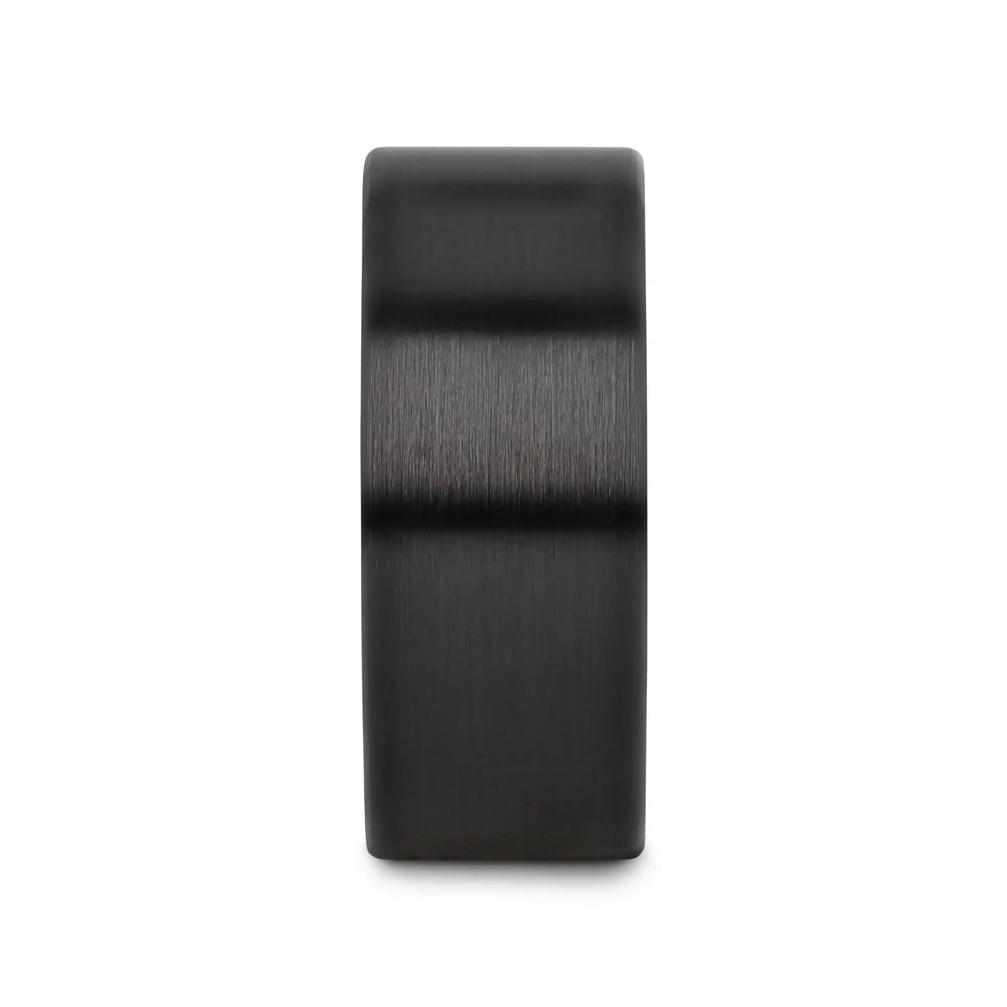 DRAKON Flat Pipe Cut Brush Finished Black Ceramic Wedding Band - 2mm - 12mm - Larson Jewelers