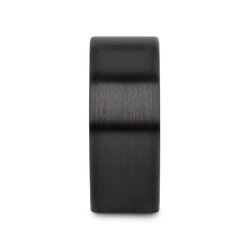 DRAKON Flat Pipe Cut Brush Finished Black Ceramic Wedding Band - 2mm - 12mm - Larson Jewelers