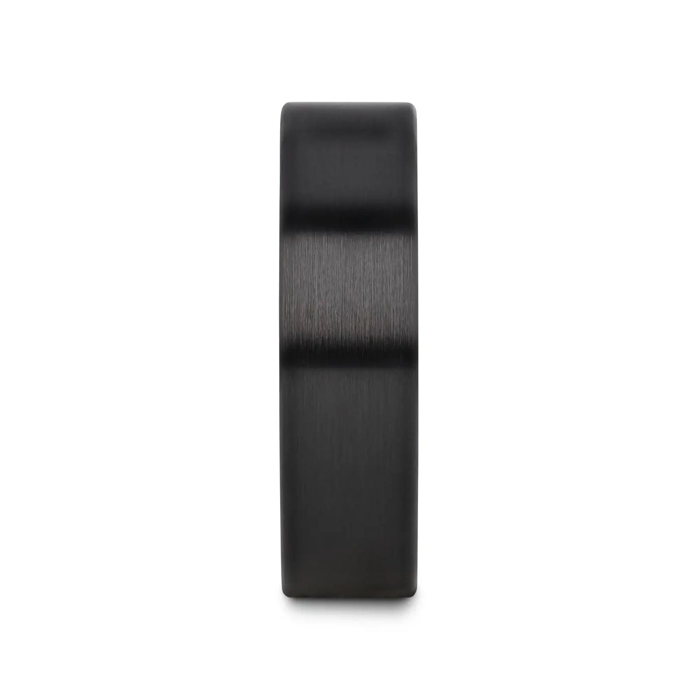 DRAKON Flat Pipe Cut Brush Finished Black Ceramic Wedding Band - 2mm - 12mm - Larson Jewelers