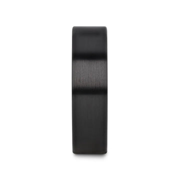 DRAKON Flat Pipe Cut Brush Finished Black Ceramic Wedding Band - 2mm - 12mm - Larson Jewelers