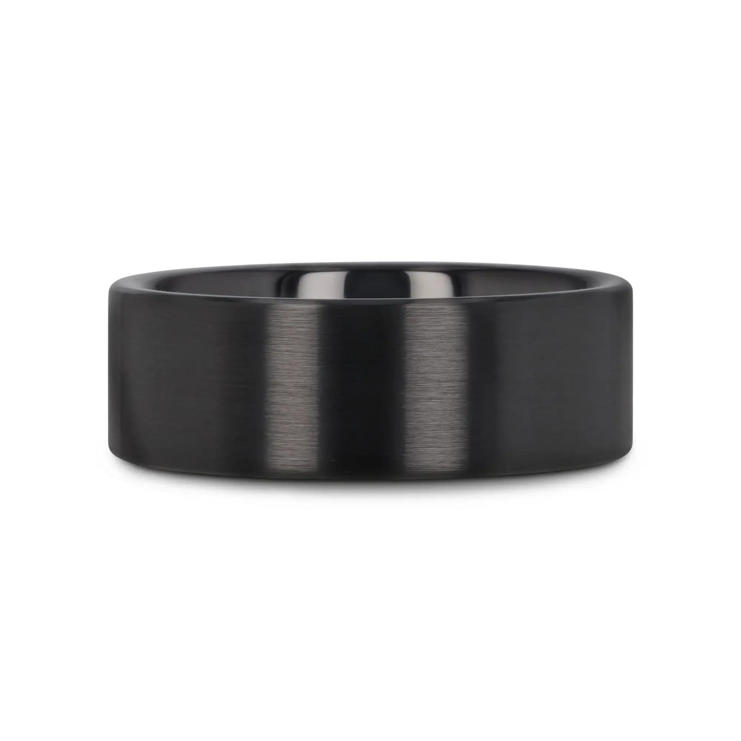 DRAKON Flat Pipe Cut Brush Finished Black Ceramic Wedding Band - 2mm - 12mm - Larson Jewelers