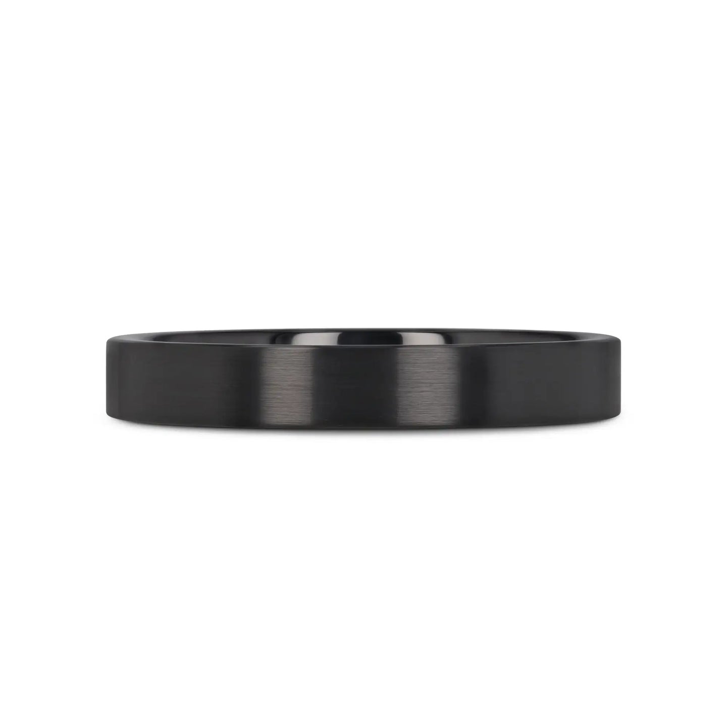 DRAKON Flat Pipe Cut Brush Finished Black Ceramic Wedding Band - 2mm - 12mm - Larson Jewelers