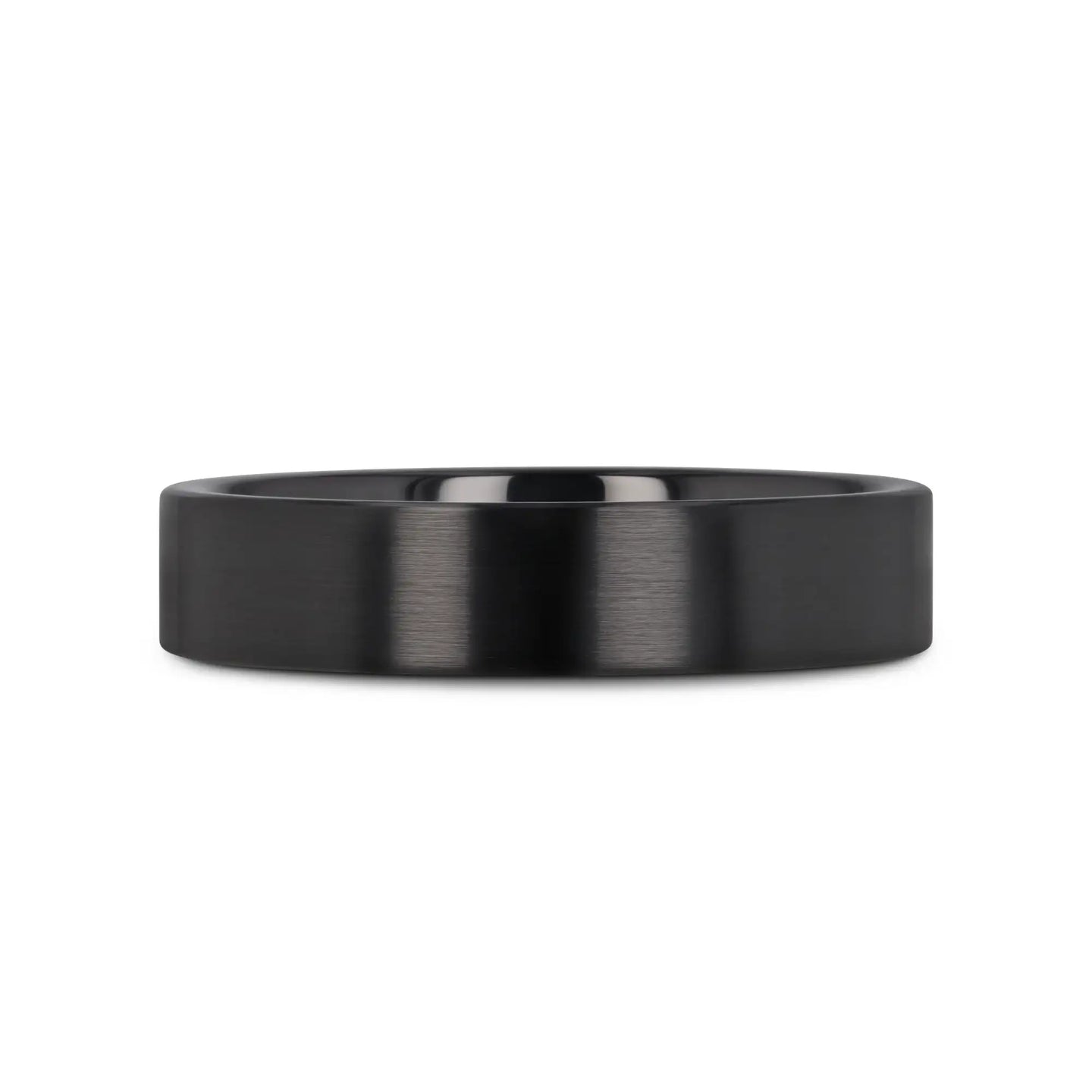 DRAKON Flat Pipe Cut Brush Finished Black Ceramic Wedding Band - 2mm - 12mm - Larson Jewelers