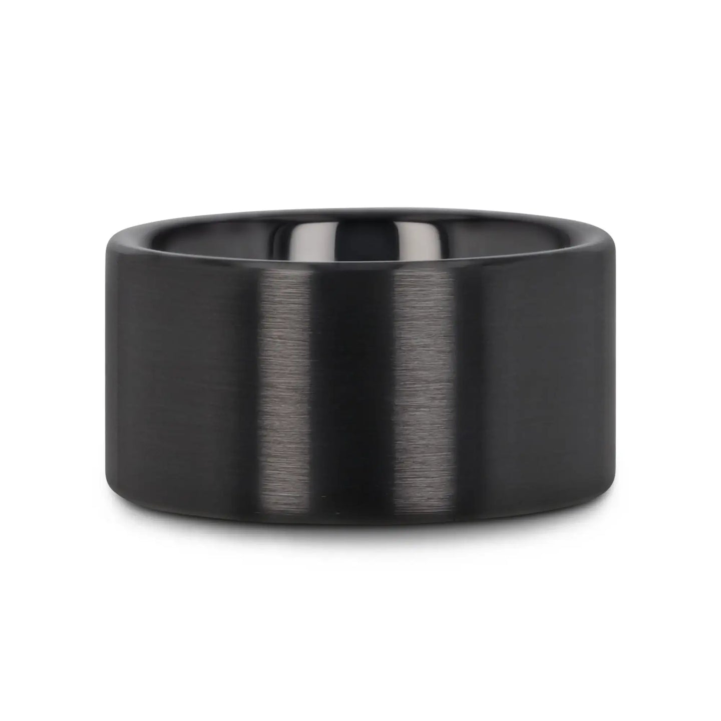DRAKON Flat Pipe Cut Brush Finished Black Ceramic Wedding Band - 2mm - 12mm - Larson Jewelers