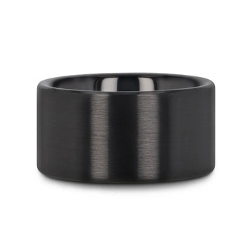 DRAKON Flat Pipe Cut Brush Finished Black Ceramic Wedding Band - 2mm - 12mm - Larson Jewelers