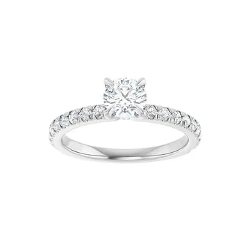 AMELIA 14K White Gold Round Lab Grown Diamond French-Set Engagement Ring - Larson Jewelers