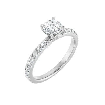 AMELIA 14K White Gold Round Lab Grown Diamond French-Set Engagement Ring - Larson Jewelers