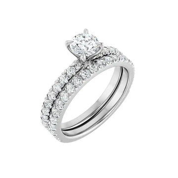 AMELIA 14K White Gold Round Lab Grown Diamond French-Set Engagement Ring - Larson Jewelers