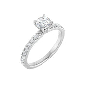 AMELIA 18K White Gold Round Lab Grown Diamond French-Set Engagement Ring