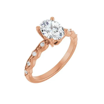GIANNA 14K Rose Gold Oval Lab Grown Diamond Engagement Ring - Larson Jewelers