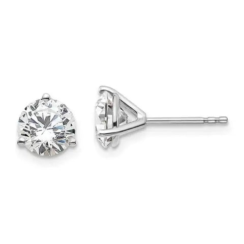 14k White Gold 3-Prong Solitaire Martini Studs with Round Lab Grown Diamond - Larson Jewelers