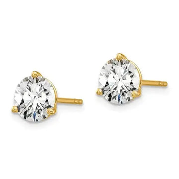 14k Yellow Gold 3-Prong Solitaire Martini Studs with Round Lab Grown Diamond - Larson Jewelers