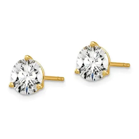 14k Yellow Gold 3-Prong Solitaire Martini Studs with Round Lab Grown Diamond - Larson Jewelers