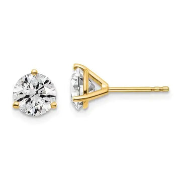 14k Yellow Gold 3-Prong Solitaire Martini Studs with Round Lab Grown Diamond - Larson Jewelers