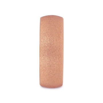 Low-angle view of the ring displaying the textured rose gold exterior and polished comfort-fit interior