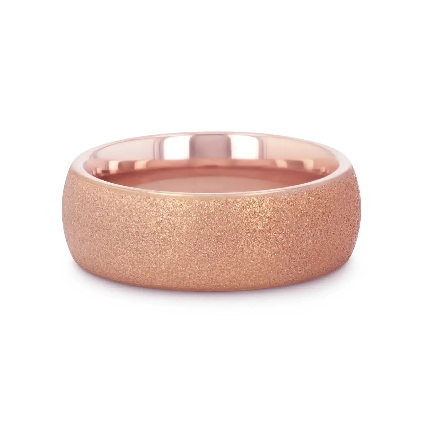 EMBER Domed Women's Rose Gold Plated Tungsten Carbide Ring with Sandblasted Crystalline Finish - 4mm - Larson Jewelers
