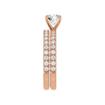 AMELIA 14K Rose Gold Round Lab Grown Diamond French-Set Engagement Ring - Larson Jewelers
