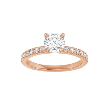 AMELIA 14K Rose Gold Round Lab Grown Diamond French-Set Engagement Ring - Larson Jewelers