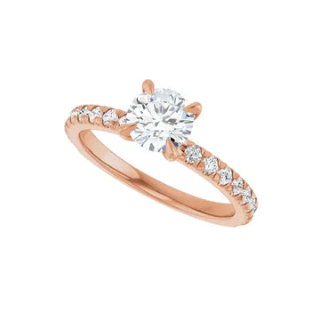 AMELIA 14K Rose Gold Round Lab Grown Diamond French-Set Engagement Ring - Larson Jewelers
