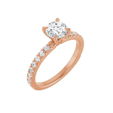 AMELIA 14K Rose Gold Round Lab Grown Diamond French-Set Engagement Ring - Larson Jewelers