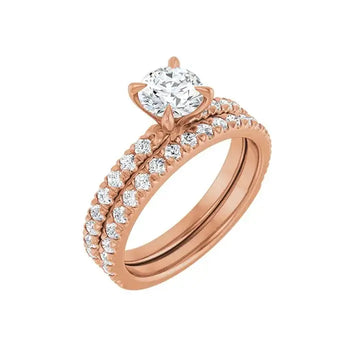 AMELIA 14K Rose Gold Round Lab Grown Diamond French-Set Engagement Ring - Larson Jewelers