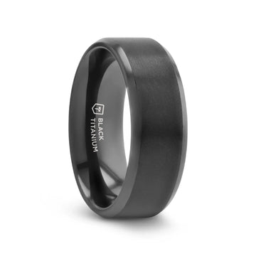 ELYSIAN Black Titanium Ring with Polished Beveled Edges and