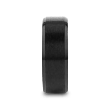Angled view highlighting polished beveled edges and brushed center band, 8mm