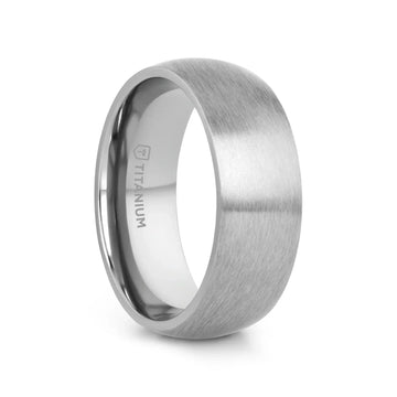 ERIS Men’s Titanium Brushed Domed Wedding Band, Comfort Fit — 6mm or 8mm - Larson Jewelers