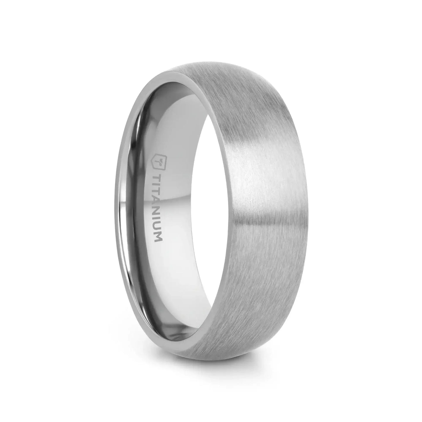 ERIS Men’s Titanium Brushed Domed Wedding Band, Comfort Fit — 6mm or 8mm - Larson Jewelers