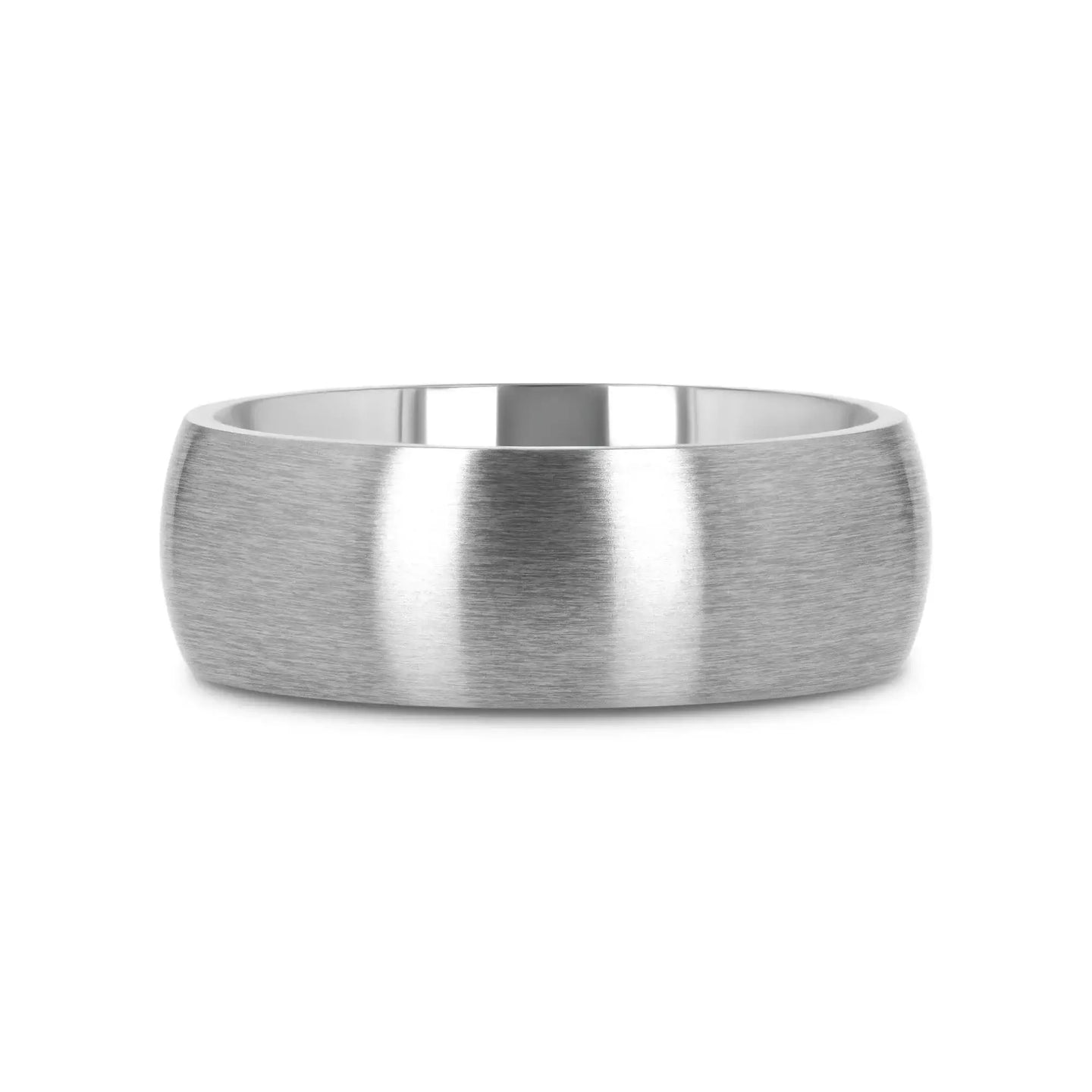 ERIS Men’s Titanium Brushed Domed Wedding Band, Comfort Fit — 6mm or 8mm - Larson Jewelers