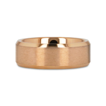 EROS Rose Gold Tungsten Wedding Band for Men with Beveled Edges – 8mm - Larson Jewelers