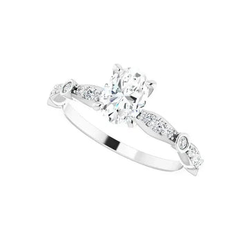 SOLANA 18K White Gold Oval Lab Grown Diamond Engagement Ring - Larson Jewelers