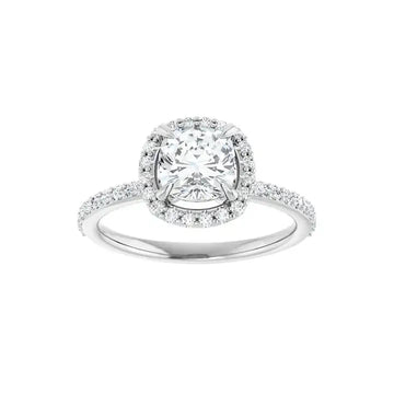 DAYSTAR 14K White Gold Halo Cushion Lab Grown Diamond Engagement Ring - Larson Jewelers