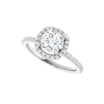 DAYSTAR 14K White Gold Halo Cushion Lab Grown Diamond Engagement Ring - Larson Jewelers