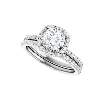 DAYSTAR 14K White Gold Halo Cushion Lab Grown Diamond Engagement Ring - Larson Jewelers