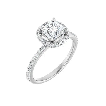DAYSTAR 14K White Gold Halo Cushion Lab Grown Diamond Engagement Ring - Larson Jewelers