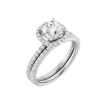 DAYSTAR 14K White Gold Halo Cushion Lab Grown Diamond Engagement Ring - Larson Jewelers